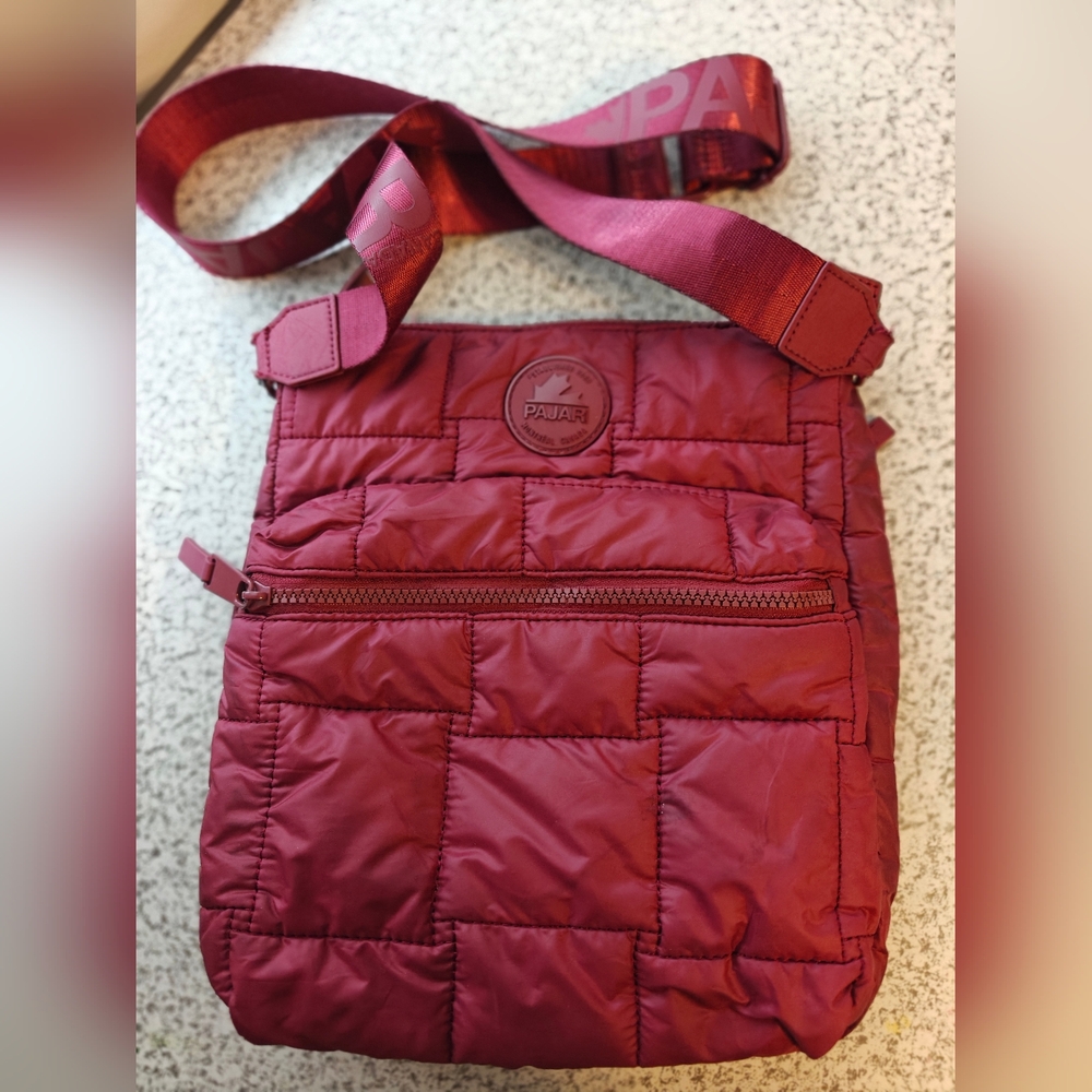 PAJAR Quilted Crossbody Bag Oxblood EUC Puffer Travel Rare